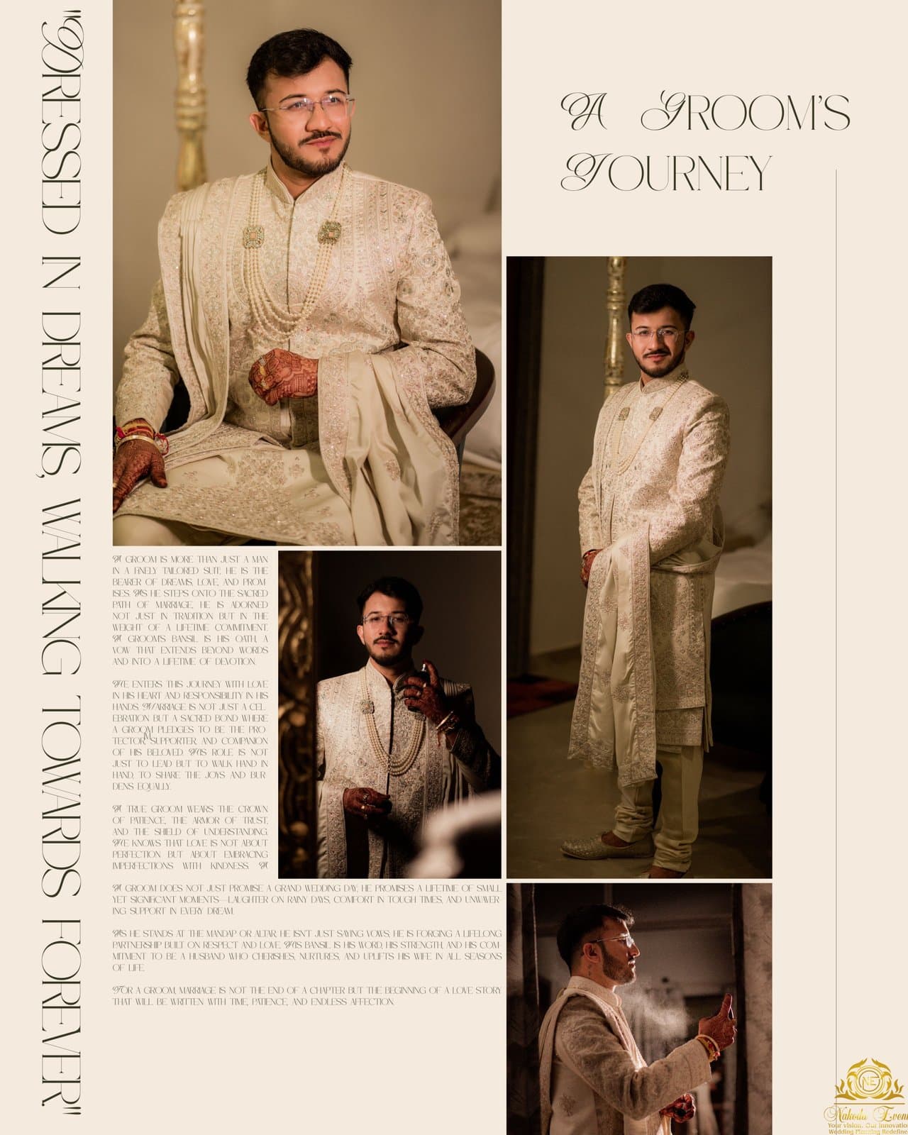 A Groom's Journey, a magazine-style collage of the groom getting ready